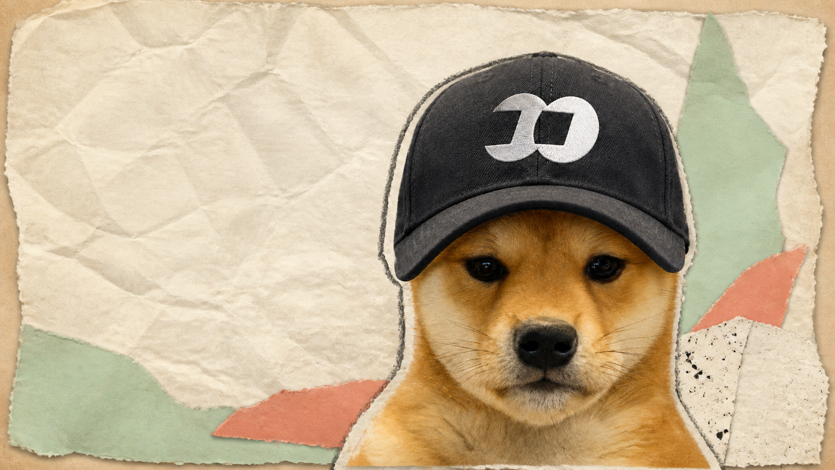 dogwifFOMO in a handmade paper collage